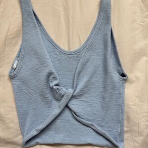 Urban Outfitters Blue Tie Front Crop Tank Top